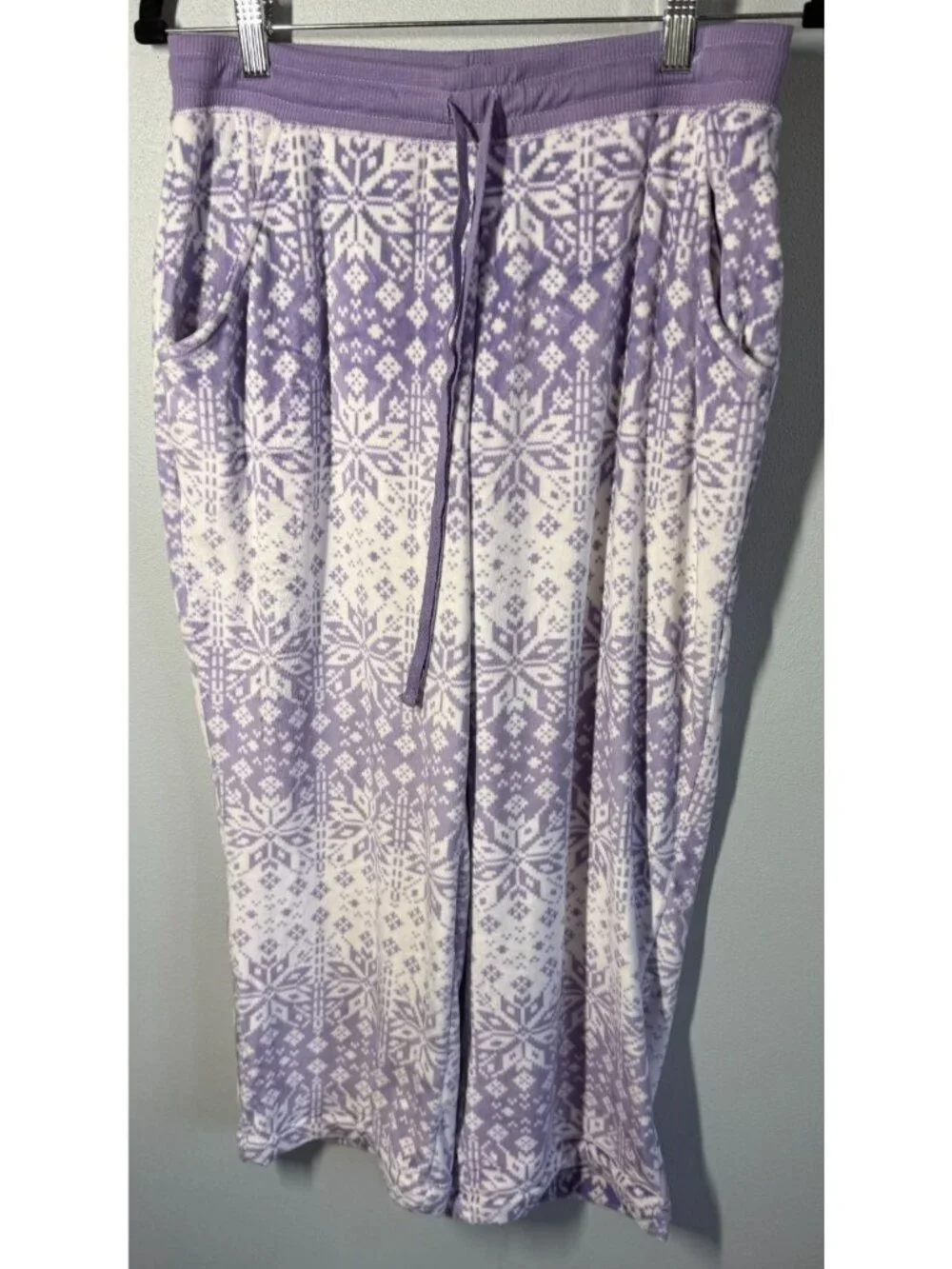 Croft‎ & Barrow Snowflake Fleece Pajama Set Medium Purple/White Soft Cozy Lounge
